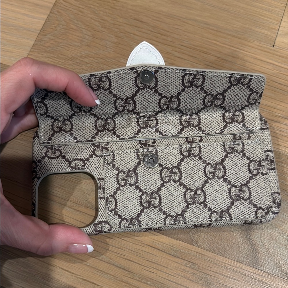 Designer Phone Case with Logo - White and Brown - Picture 2 of 3